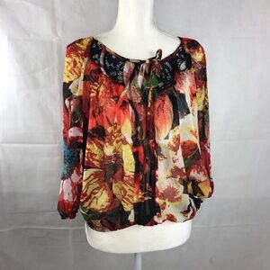𝅺XOXO Tangerine Florals Blouse M